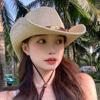 Широкополые ковбойские шляпы в западном стиле Летняя солнцезащитная кепка с козырьком Модная соломенная шляпа ковбойки Унисекс