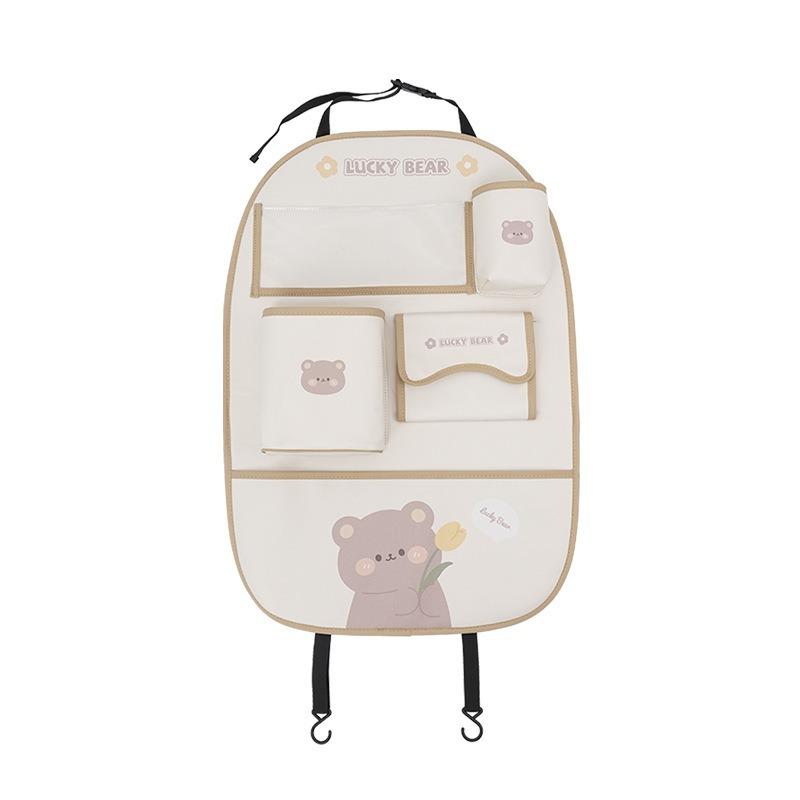 Cartoon Bear Car Hanging Storage Bag Seat Back Anti Kick Pad