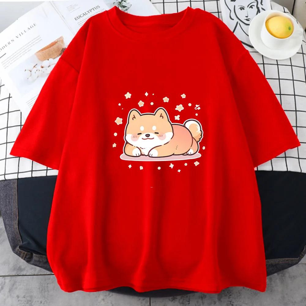 Shiba Inu Dog Print Summer UnisexWomen ONeck Tshirt Casual Short Sleeve Pullover Fashion Streetwear Clothes Novelty TShirt