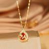 White Red Green Gem Zircon Water Drop Pendant Titanium Steel Necklace for Women - 2025 Fashion Trend