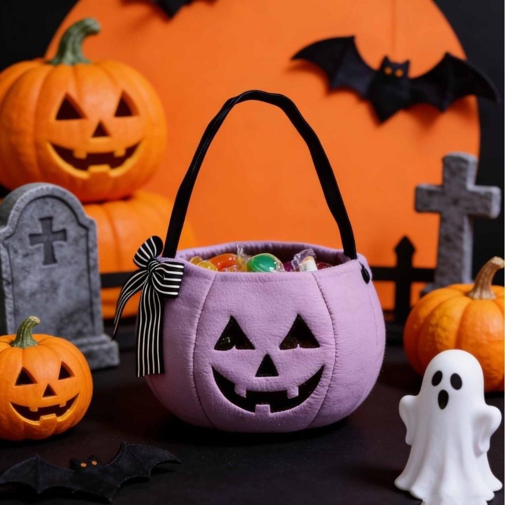 Open Top Pumpkin Bucket Handheld Pumpkin Candy Bucket Festive Halloween Candy Bag Dessert Making