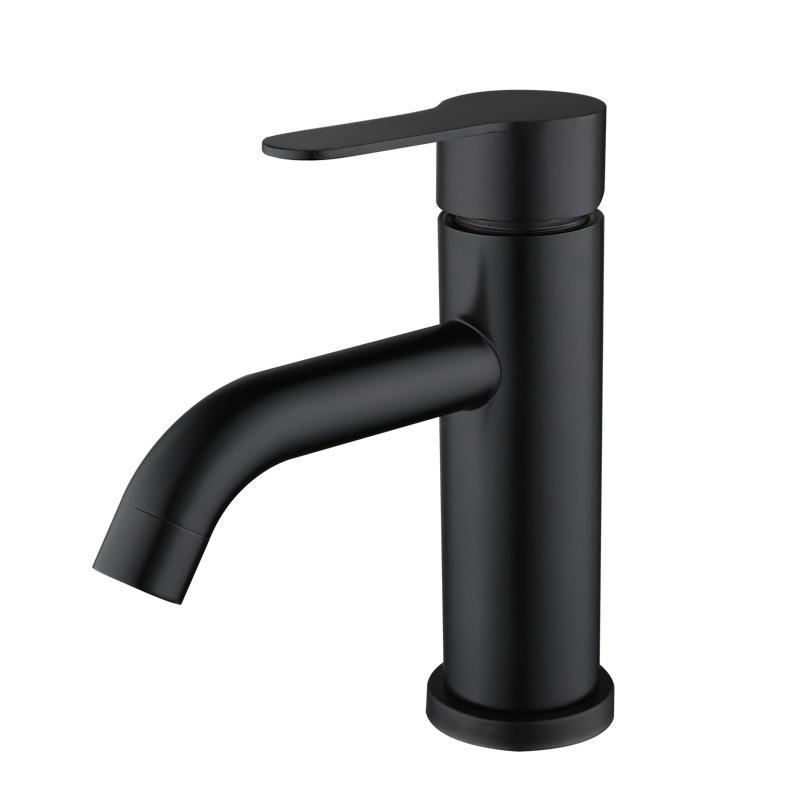 304 Stainless Steel Basin Faucet, Household Bathroom Wash Basin Hot and Cold Faucet, Black Basin Faucet