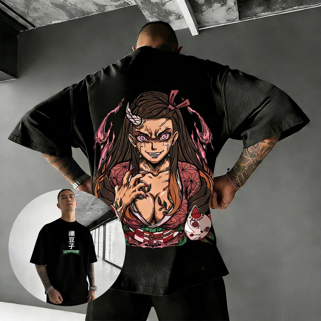 Kimetsu No Yaiba Незуко Камадо Аниме Футболка Мужская Женская С Коротким Рукавом Убийца Демонов Графическая Футболка Стритвир Повседневные Топы 2026 Лето