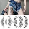 Belly Long Butterfly Lace Black Water Transfer Temporary Disposable Set Tattoo Sticker