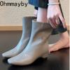 Autumn Winter Design Women Ankle Boots Fashion Thick Heels Square Toe Stripper Party Shoes Modern Short Botas Para Mujer