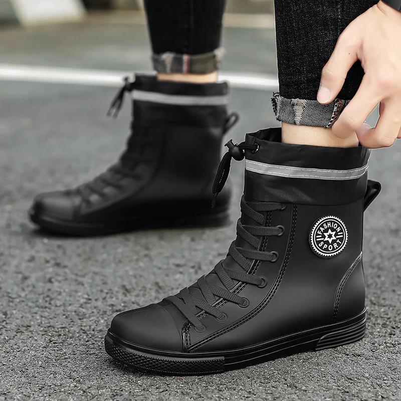 Botas 2024 мужские уличные ботинки модные мужские резиновые сапоги четыре сезона новые нескользящие удобные износостойкие мужские водонепроницаемые ботинки