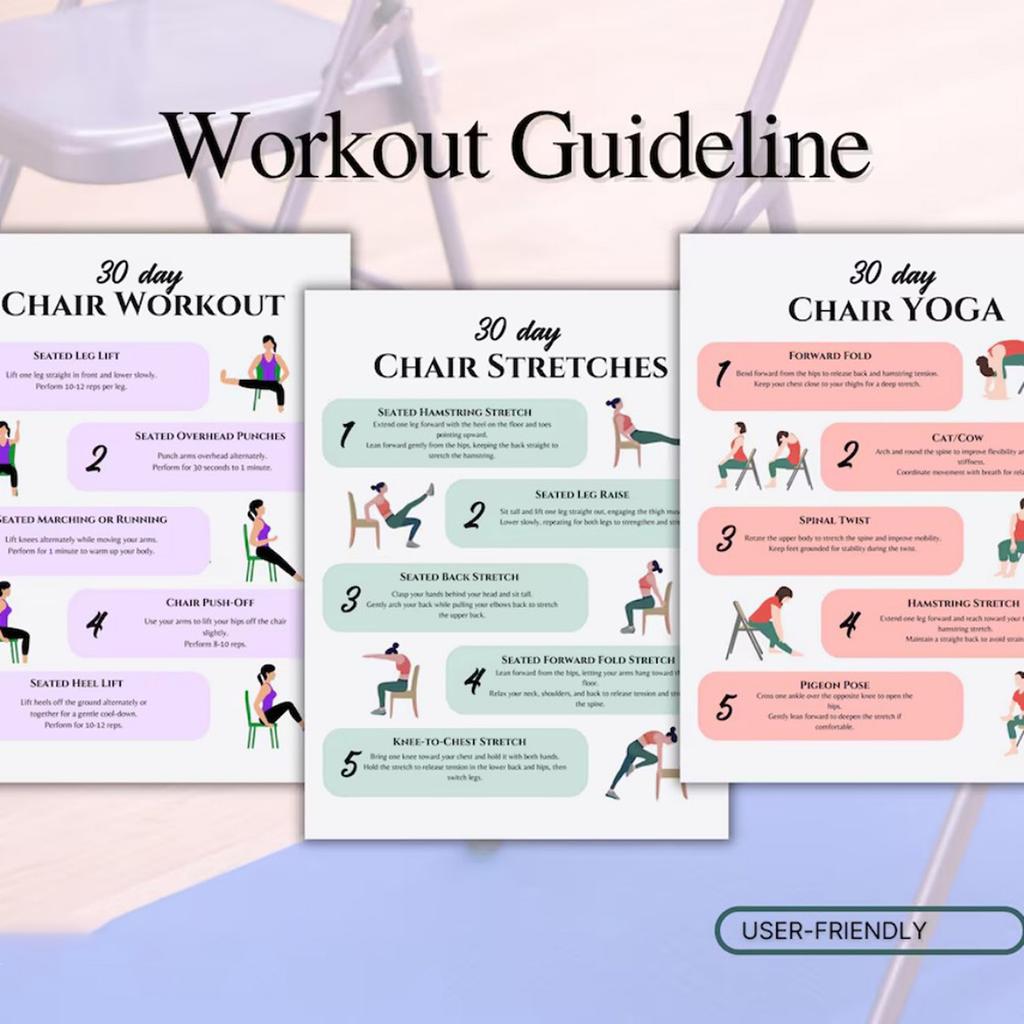 30 Day Chair Workout Fitness Planner Home And Exercise Guide Training Log Book