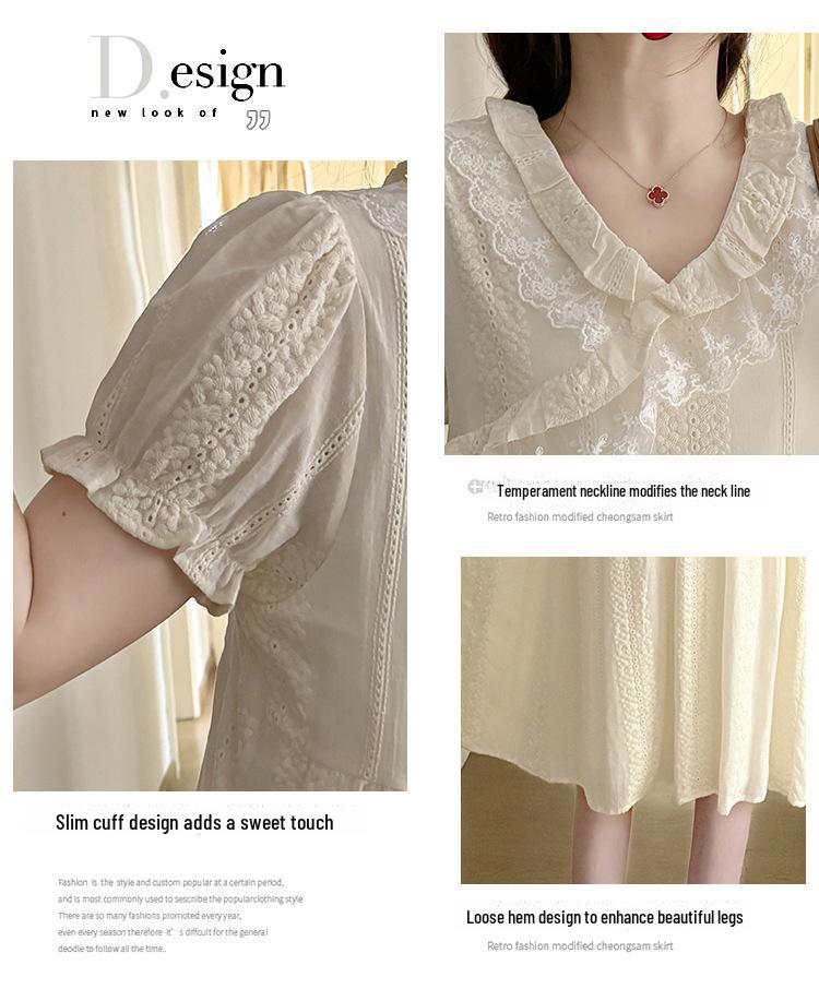 Милое летнее платье для беременных из жаккардового кружева с V-образным вырезом и вышивкой