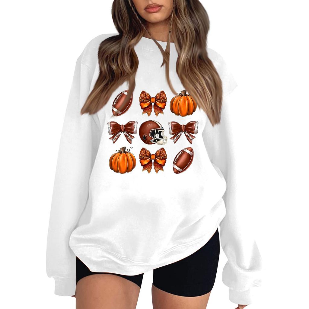 Women's Round Neck Long Sleeve Pullover Halloween Printed Top Sweatshirt