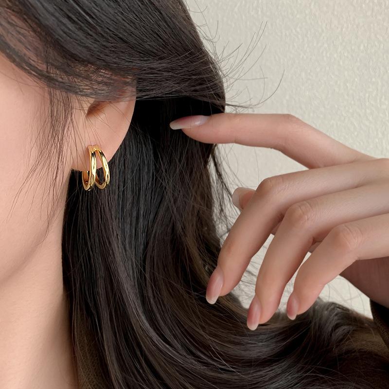 Круглые серьги-гвоздики, женские минималистичные нишевые серьги в стиле Гонконга, ретро-металлические серьги, круглые серьги