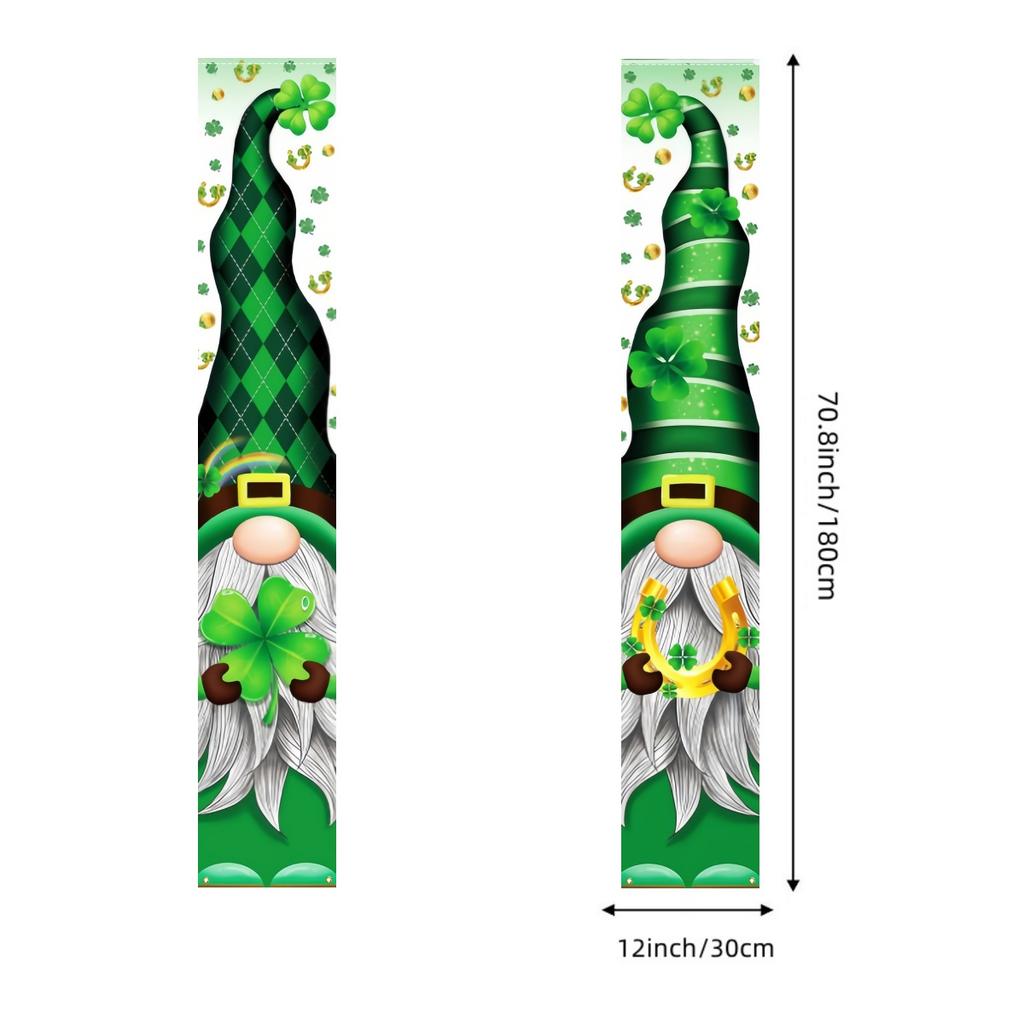 Spring Porch Sign Patrick Clover Gnome 1 Pair Polyester 30.48x179.83cm Indoor Outdoor Decor