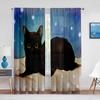 Прозрачная вуаль с милым черным котом, оконные шифоновые тюлевые шторы с мультяшными животными для украшения гостиной, спальни, современные шторы
