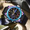 SANDA Luxury LED Dual Display Digital Quartz Watch for Men Shockproof Waterproof Sports Wristwatches Student Watch