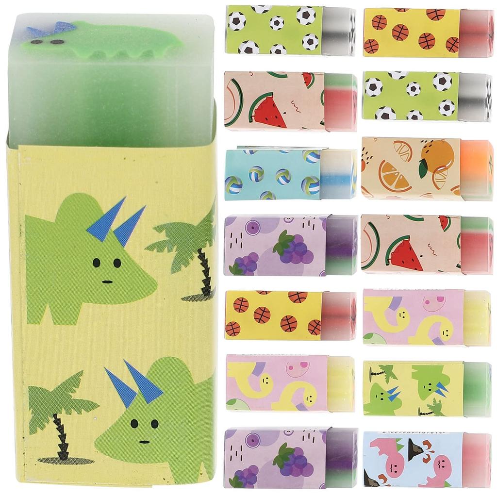 Toyvian Pencil Erasers Colorful Pencil Erasers for Elementary School Students Lightweight PVC Material for and Office Use 15-Pack Kids' Cartoon-Style