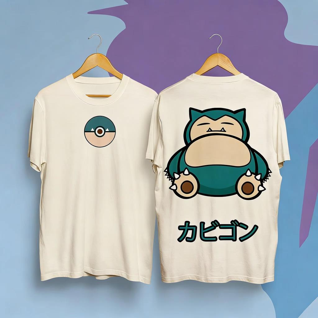 2026 Summer Hot Sale Unsiex Pokemon Snorlax T Shirt Men Women Cotton Short Sleeve Graphic Print Casual Tops Cotton Gothic Round T-shirt