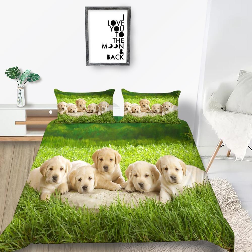 Новый модный комплект пододеяльников в стиле животных, комплект постельного белья с 3D-принтом с изображением собак, комплект постельного белья из полиэстера для дома, комплект односпальной кровати для мальчиков и девочек, подарок