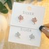 S925 Silver Maple Leaf Earrings Women Fashion Super Flashing Stone Mini Earrings