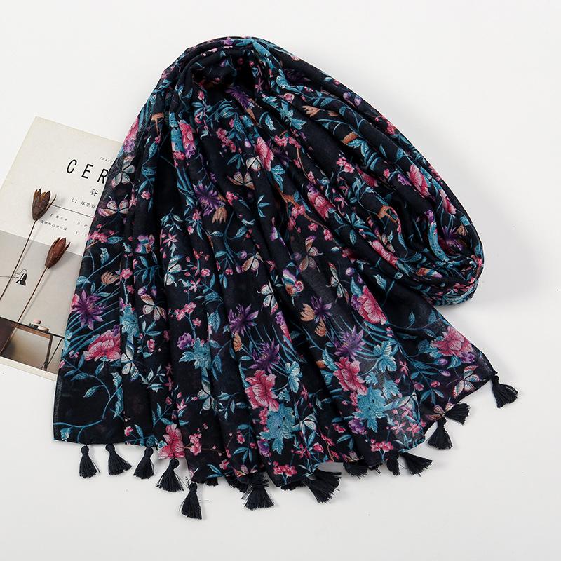 Korean Version of Xiaoxiang Style Cotton and Linen Hand-definition Fringe Scarf for Women  Fashionable  Casual Versatile and Warm Scarf Shawl