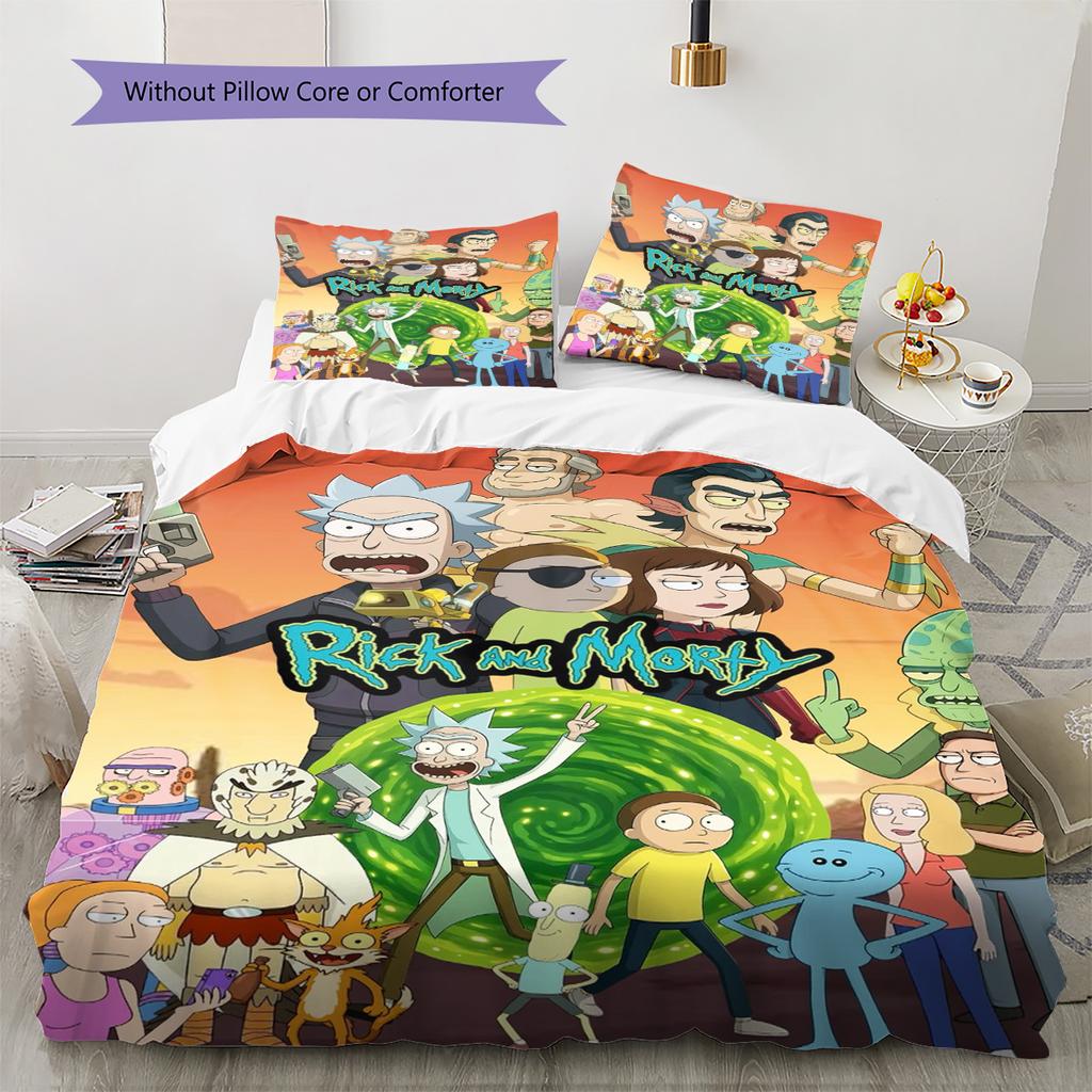 Morty Rick Pattern Bedding Set Quilt Cover Pillowcase Home Decor Gift (1 * duvet cover + 2 * pillowcase, without core)