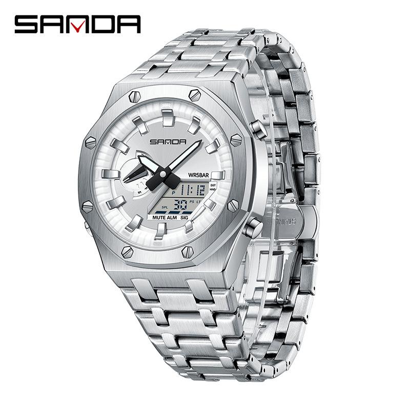 SANDA Watch Cool Trend электронные часы многофункциональные часы с лампой для поднятия руки будильник водонепроницаемые часы