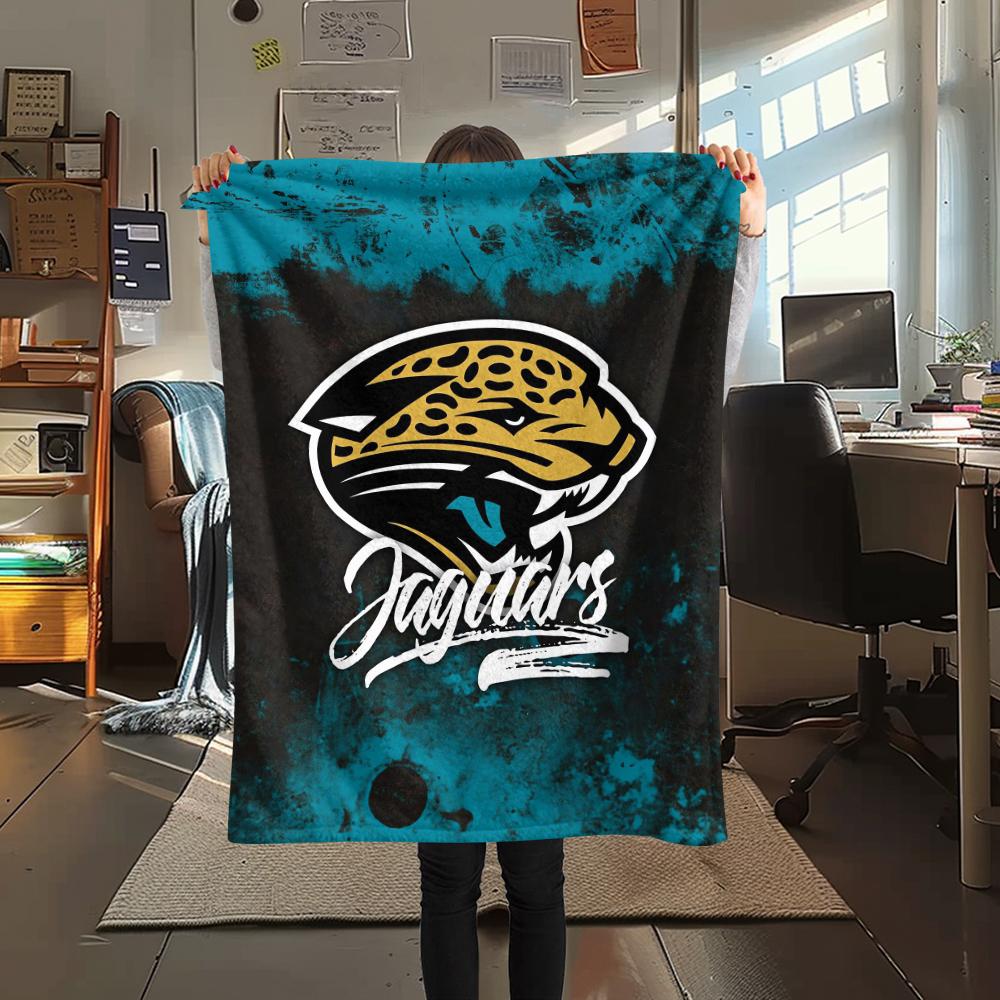 1Pc Jacksonville Jaguars Print Flannel Blanket, High quality Comfortable for All Seasons, Home Decor, Warmth and Comfort, Perfect for Gifts
