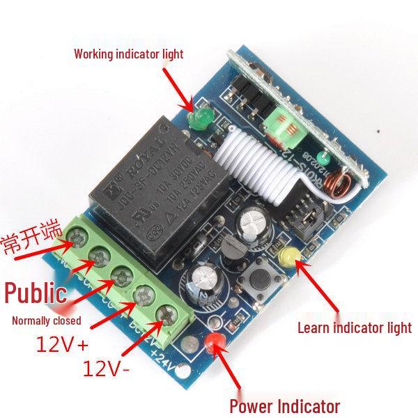 DC 12V Single Channel Long-Distance Momentary Remote Control Switch with Learning Code
