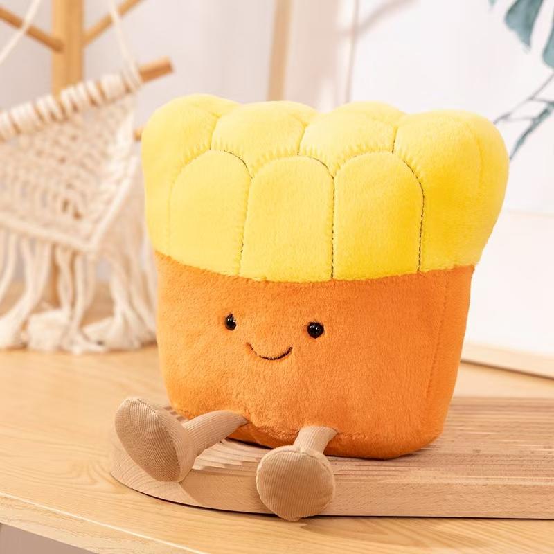 Cute Anime Food Doll Character Bread Plush Toy - Stuffed Soft Toy of Sandwich Pizza Taco French Fries for Kids Gift