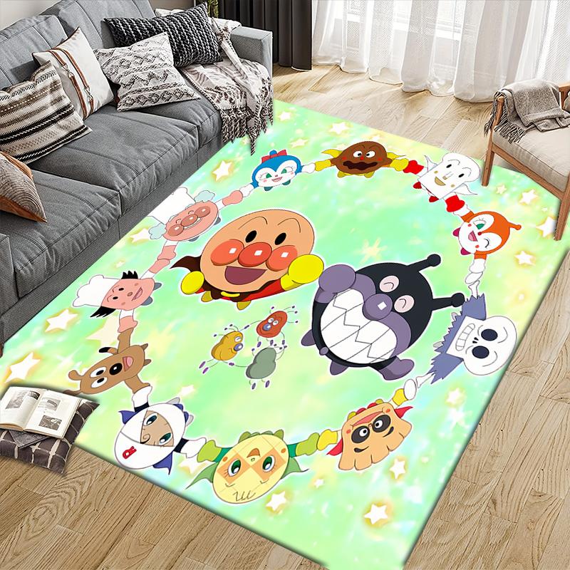 Коврик для пола Anpanman Family Square, Нескользящий коврик для пола в спальню, Идеальный подарок для поклонников Анпанмана