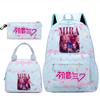 3Pcs/set Anime Cartoon Demon Hunters Printed Backpack Handbag Pencil Case for Teenger Student Girl Boy Large Capacity Waterproof Bookbag