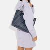 Coach City 33 Classic Monogram Snap Closure Canvas And Leather Tote Bag Women Tote Bags Navy-Blue CF342-IMNAV
