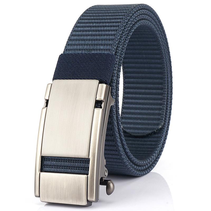 Новый мужской ремень для поездок на работу с автоматической пряжкой из нейлона, универсальный двухслойный толстый ремень для отдыха на природе