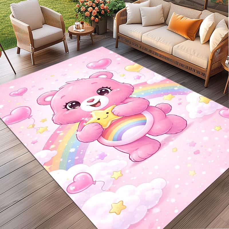 Care Bears Print Rug, Washable Floor Carpet, For Entryway Dorm Laundry Room Office Study, Home Decor Birthday Christmas Gift