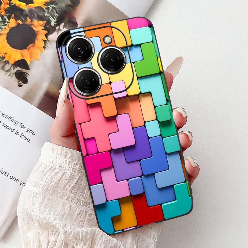 Для Tecno Spark 20 Pro KJ6 Задняя крышка Для Tecno Spark 20 Pro Чехол Черный Силикон Модный Роскошный Милый Мультяшный Ударопрочный Бампер