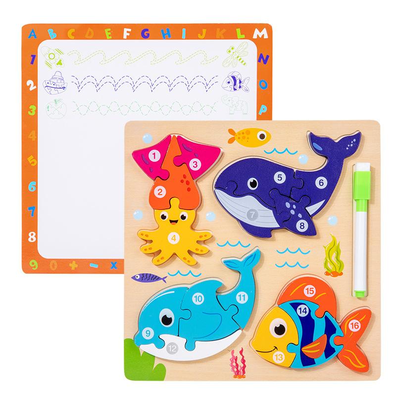 Children'S Early Education Puzzle Two-In-One Character Puzzle Drawing Board Exercise Hand-Eye Coordination Role Cognitive Toy