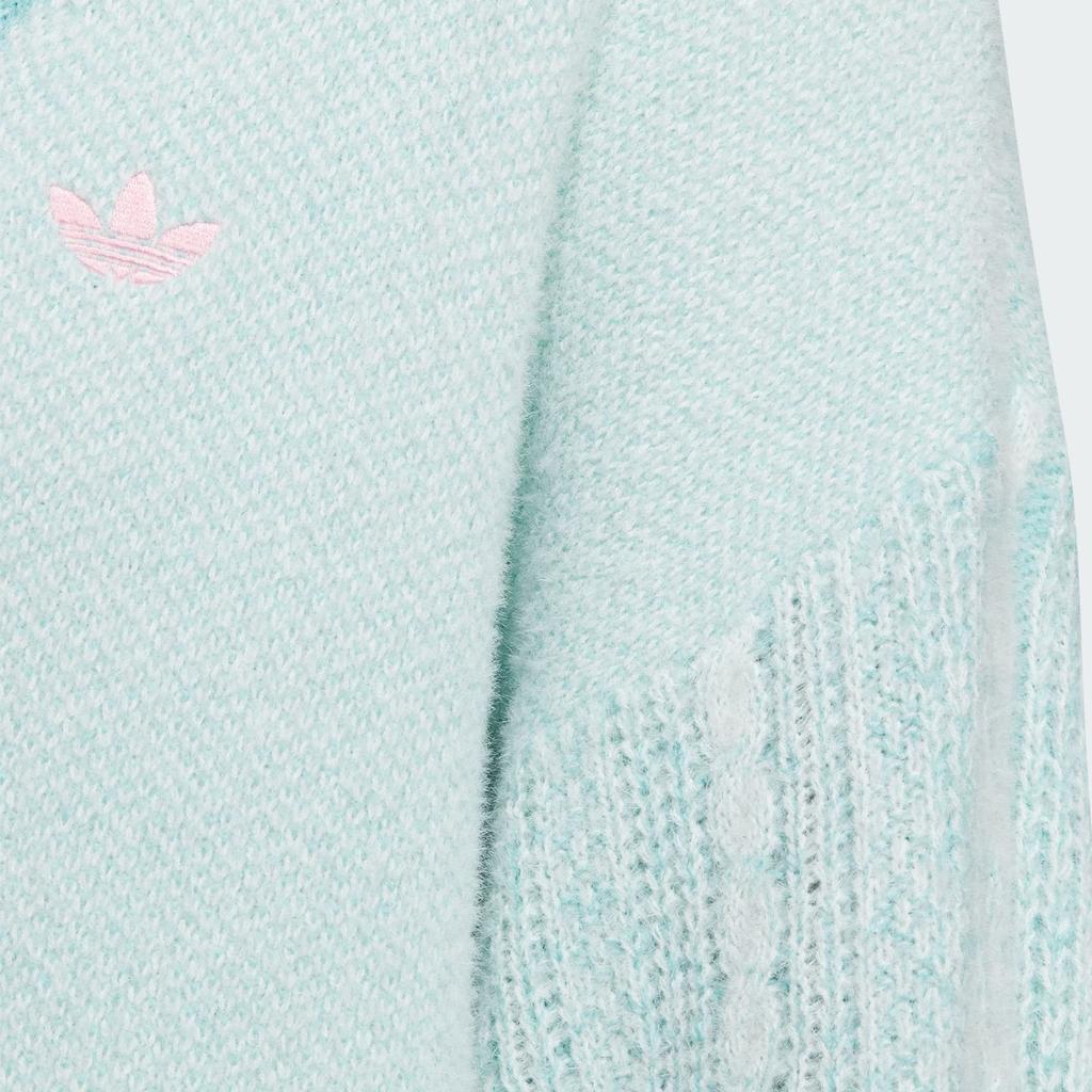Adidas Originals SS24 V-Day Embroidered Letter Color Block Casual Knit Sweater Women Tops Mint-Green JE8281