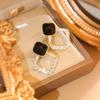 Серьги-гвоздики в корейском стиле с черным цирконием для женщин, блестящие квадратные геометрические серьги со стразами для девочек, эффектные ювелирные изделия, подарки
