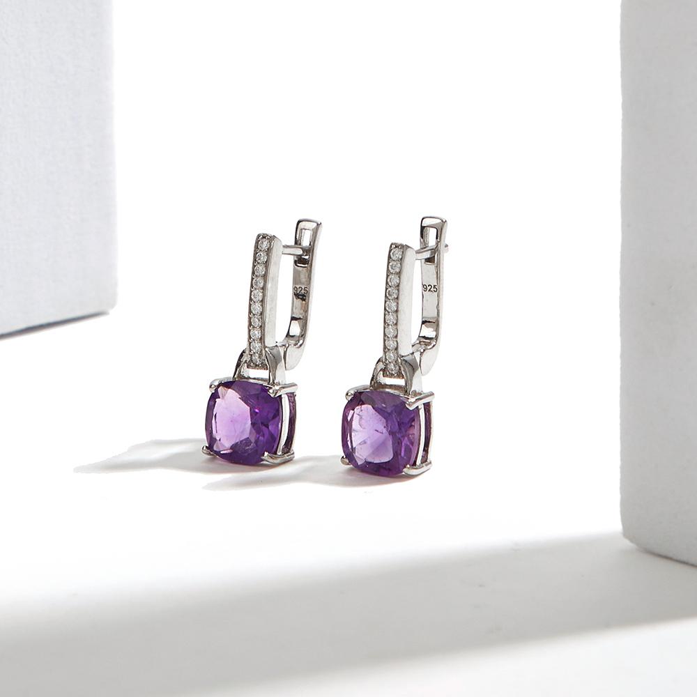 Stunning Silver Earring Ring Necklace for Women & Girls Natural Amethyst February Birthstone Jewelry Proposal Dating Love Gift