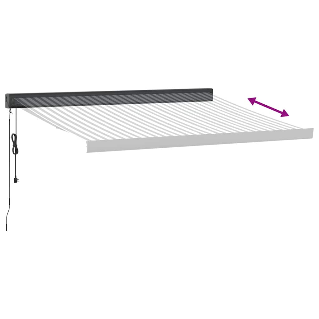 Retractable Awning Anthracite & White 3.5x2.5 m Fabric & Aluminum