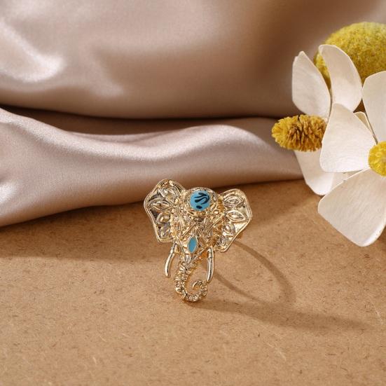 Кольцо унисекс в форме слона, преувеличенное богемное ретро-искусственное бирюзовое кольцо на палец из гладкого сплава, вечерние клубные кольца на суставы пальцев, ювелирные изделия для взрослых