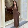 Fishtail Knitted Dress Women Long Sleeve Mid-length Autumn and Winter with Sweater Base Long Dress