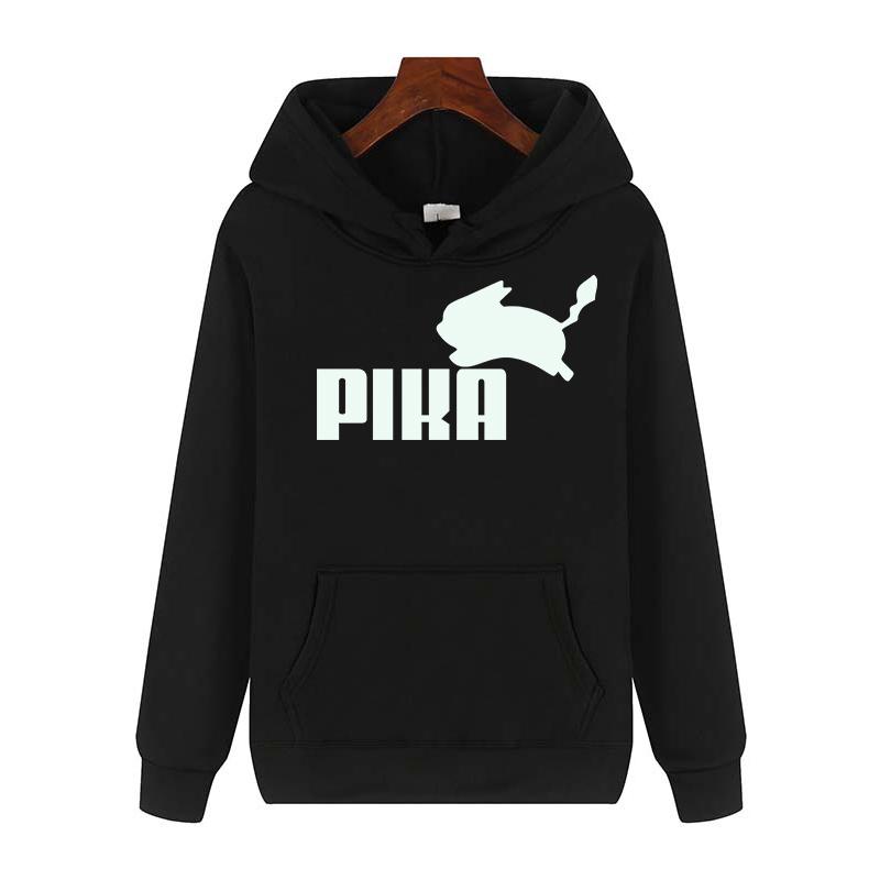 Women Hoodies Japanese Anime Pika  Harajuku Pullover Black White Sweatshirt Spring Autumn Women Casual Streetwear Hoody
