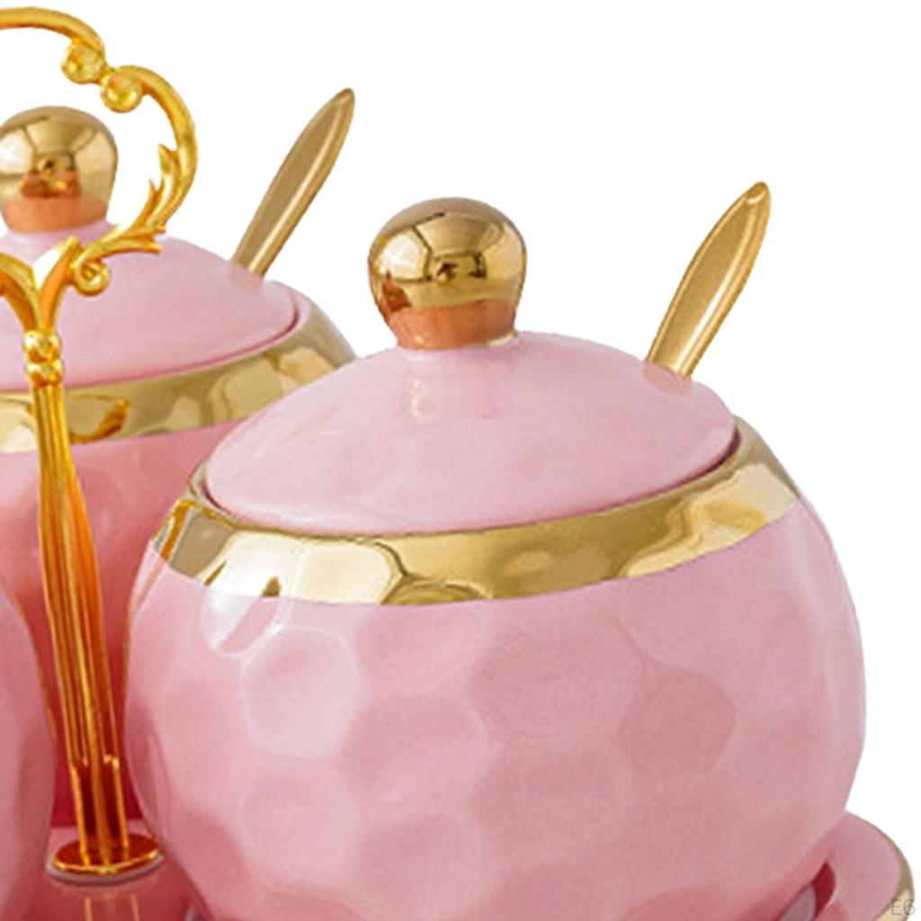 3 Pieces Ceramics Kitchen Spice Jars Sugar Pots Cute Seasoning Pepper Boxes Condiment Container for