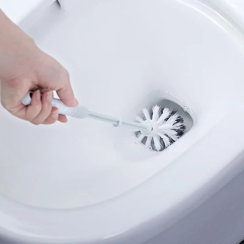 Toilet Bowl Brush and Holder Set Compact Tool Deep Cleaning for Bathroom Thick and Soft Bristles Long Handle Labor-Saving