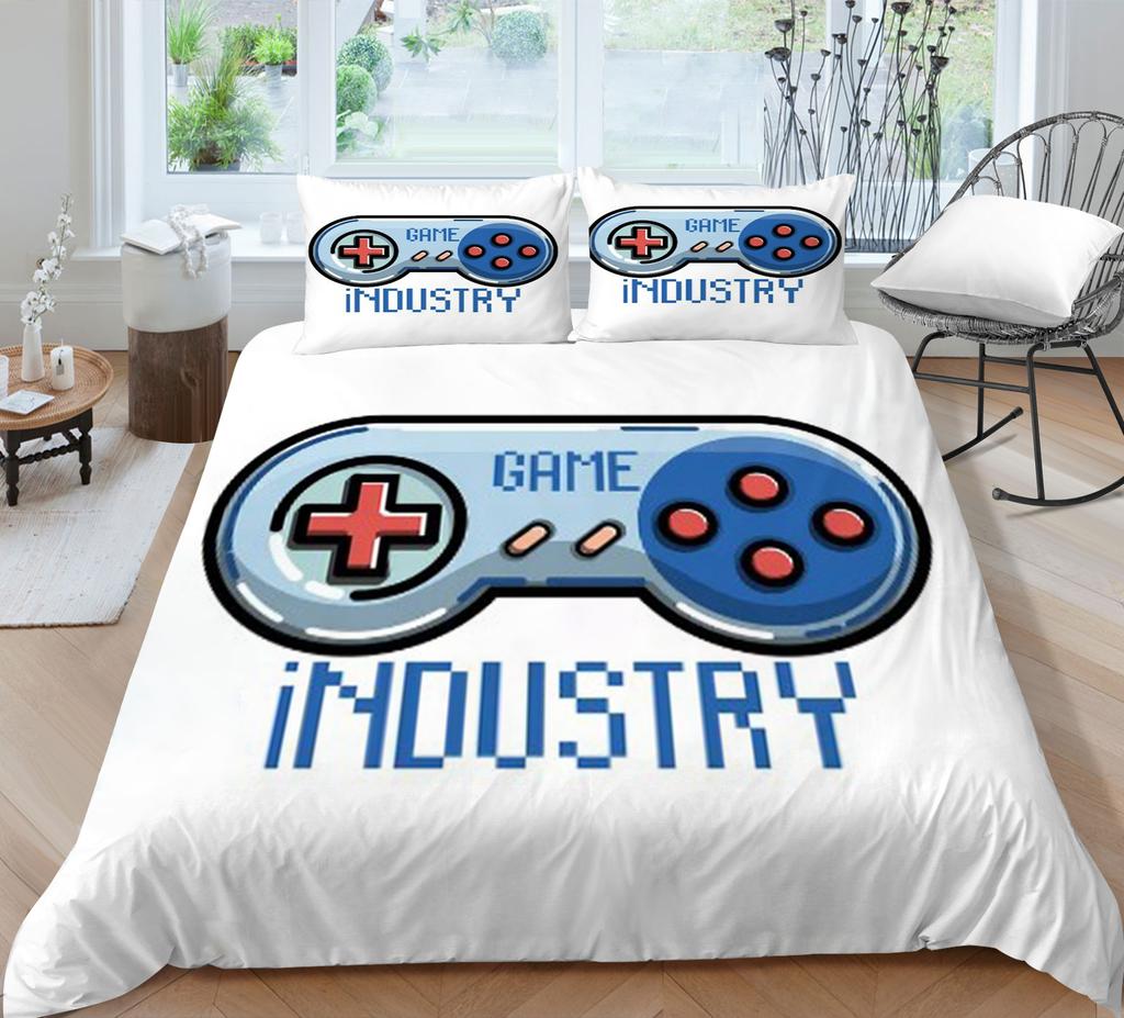 3D Game Handle Pattern Luxury Home Bedding Set Full Size Quilt Cover and Pillowcase for Boys and Men Game Lovers Room Bedroom Bedding