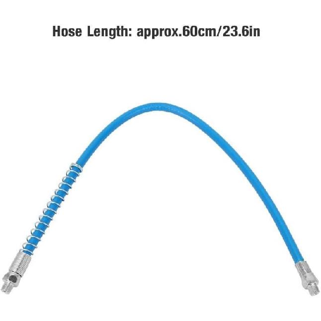 Grease Gun Hose Grease Gun Kit 23.6 inches Heavy Duty Flexible Gun Whip Hose Coupler Extension Spring Flex Hose Blue