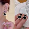 Vintage Circles Without Piercing Black Enamel Earring Clips for Women Ear Jewelry