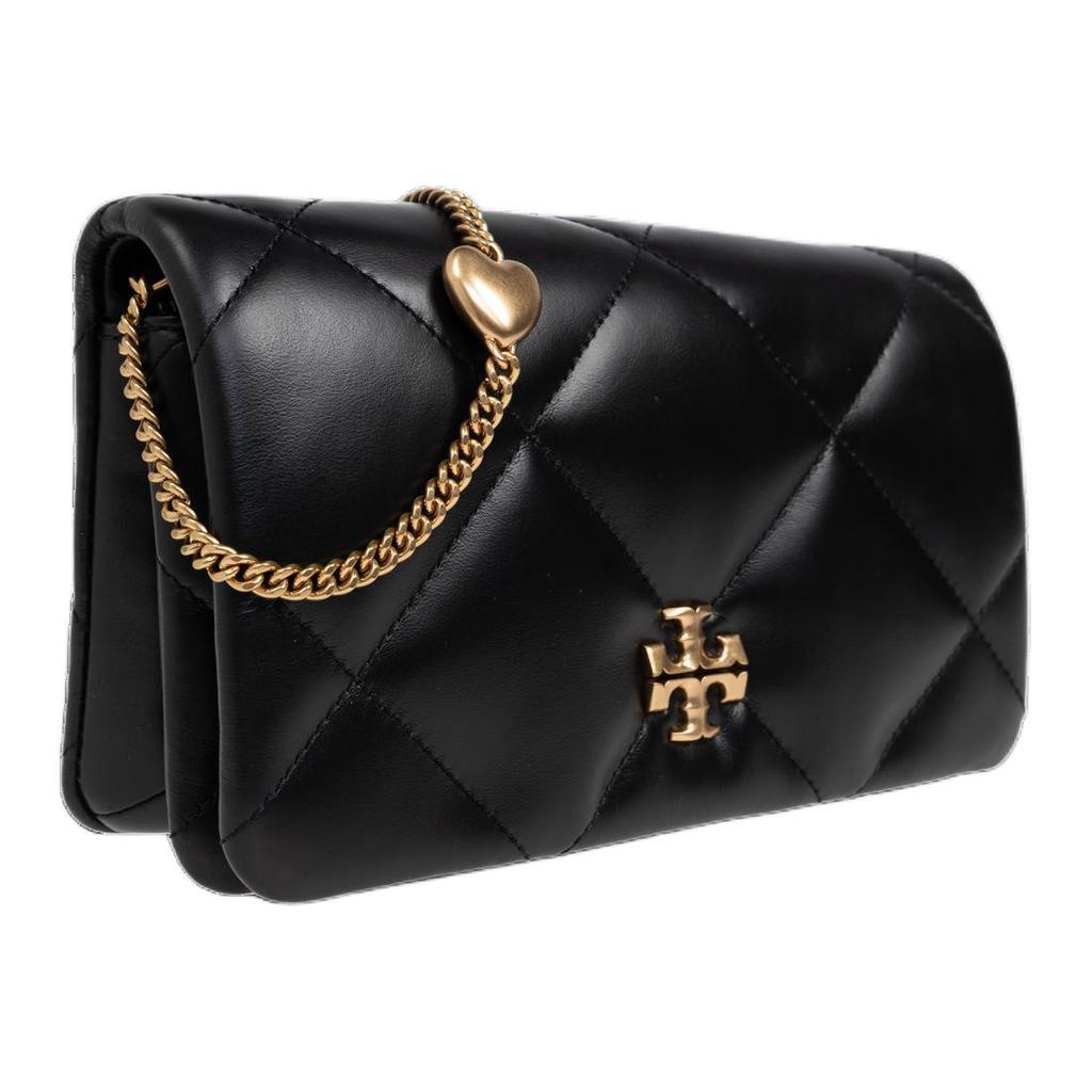 Tory Burch Kira Gold Logo Quilted Design Leather Shoulder Bag Women Shoulder Bag Black 162139-001