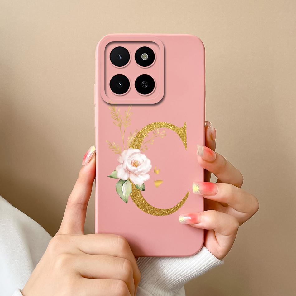 Для Honor X5B Plus X5 Чехол Простая Буква Имени Мягкий Гладкий Жидкий Силикон Ударопрочная Задняя Крышка Телефона Для Honor X 5 X5bPlus Capa