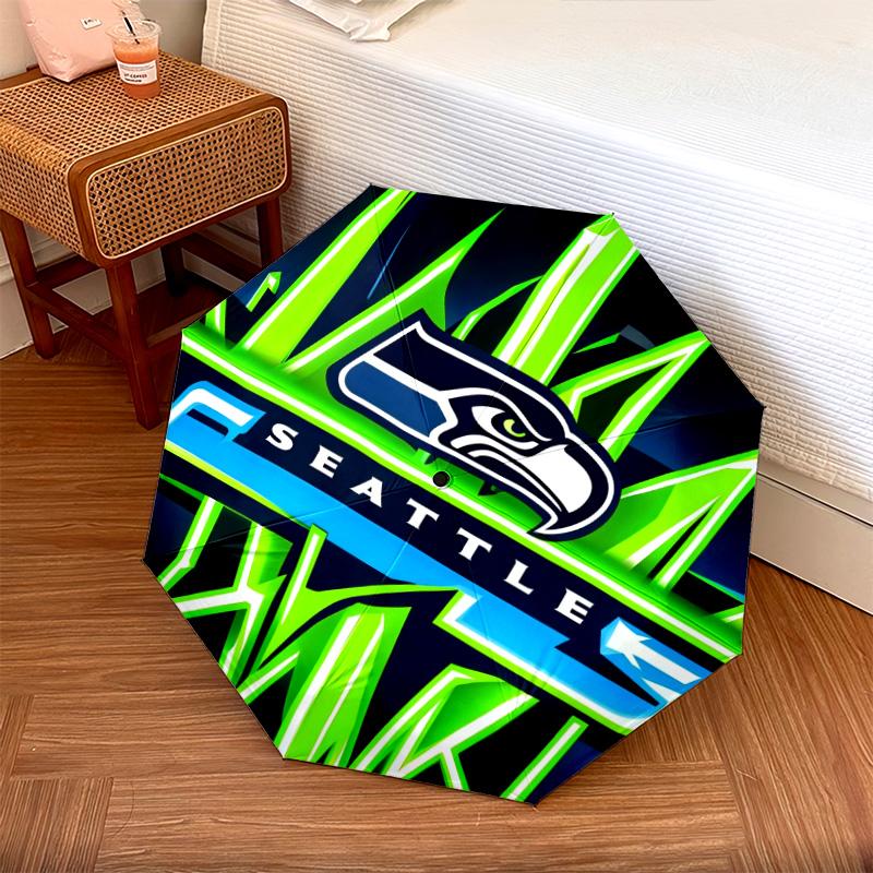 Seattle Seahawks pattern, automatic folding umbrella, portable and foldable design, 8 ribs, a Christmas or birthday gift.