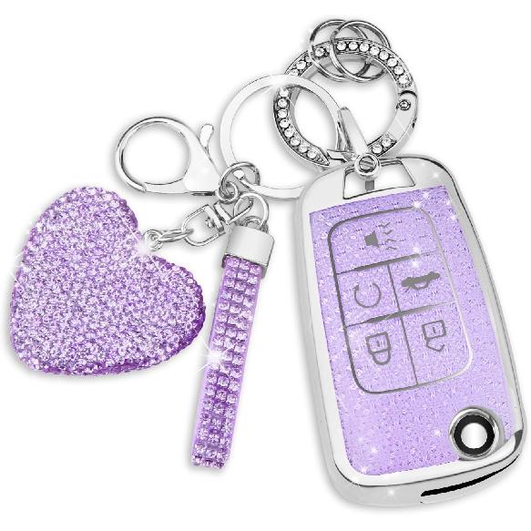 QBUC Чехол для брелока Chevy с брелоком-алмазом, для Chevrolet Equinox Malibu Camaro Cruze Impala GMC, для Buick LaCrosse Regal Allure Ключ